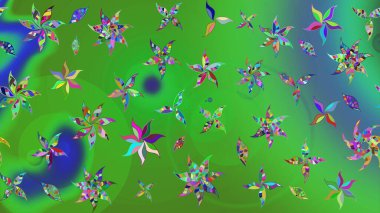 Raster. Renkli Bahar Teması eskiz kalıbı. Düz Çiçek Elementleri Tasarımı.