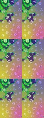 Raster illüstrasyonu. Renkli desenli eskiz deseni nötr ve yeşil çiçekler ve dekoratif elementlerle. Kumaş, tekstil, duvar kağıdı baskısı için. Eskiz geçmişi. Antika retro tarzı.