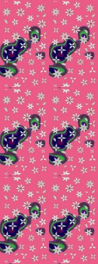 Klasik çiçek tasarımı elementleri. Pembe ve nötr kıvırcık çiçekler pembe ve nötr renklerde şekillenir. Raster illüstrasyonu.