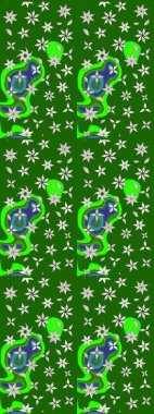 Renkli grunge soyut arka planda yakut yeşil ve nötr çiçeklerle gelişir. Nakış desenli çiçek deseni. İzler, kumaş, duvar kağıtları, tekstil için raster dokusu.