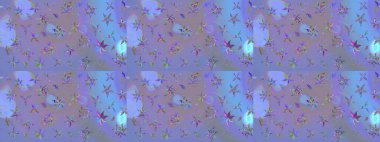 Sanat ilham verici ve mavi tarzı çiçekler ve arkasında izler bırakıyor. Raster deseni. Karalama çiçekleri çizim kalıbı. Mor ve mavi el çizimi desen.