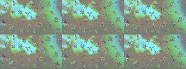 Suluboya çiçekli çiçek deseni. Raster illüstrasyonu. Gri ve yeşil renkli güzel tekstil.