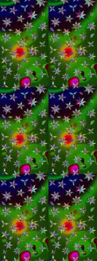 Yeşil ve siyah renkli çiçekler. Küçük çiçekte sevimli çiçek deseni var..