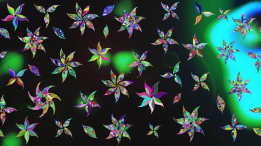 Gri ve yeşil renkli çiçekler. Çiçekli karalama şeklinde Raster çiçek deseni. Yumuşak, bahar çiçekli arka plan.