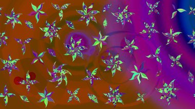 Hediye ambalaj kağıdı, tebrik kartları, posterler ve pankart tasarımı. Raster düz çiçek çizim deseni. Kahverengi ve mor renkte çiçekler.