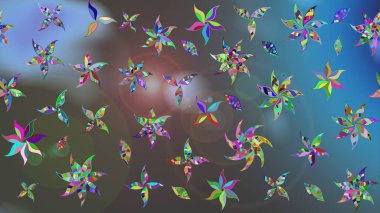 Raster illüstrasyonu. Düz Çiçek Elementleri Tasarımı. Chichi 'nin kumaş kalıbını çiz. Renkli Bahar Teması eskiz kalıbı. Çiçek deseni.