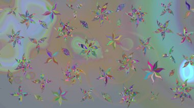 Raster illüstrasyonu. El çizimi. Çiçekli, yapraklı, çiçek desenli çizim..