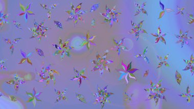 Küçük çiçekteki sevimli çiçek deseni. Mor ve mavi renkte çiçekler.