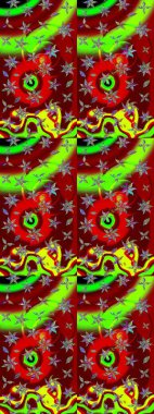 Renkli Bahar Teması eskiz kalıbı. Sevimli çiçek raster deseni. Düz Çiçek Elementleri Tasarımı. Kırmızı ve yeşil renkte çiçekler.