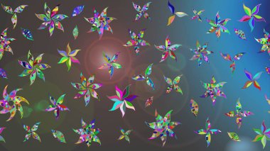 Raster illüstrasyonu. Gri ve mavi renklerde. Renkli süs kenarı. Çiçek duvar kağıdı. Hint süsü. Çizim deseni.