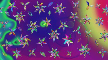 Mor ve mor renkli çiçekler. Raster illüstrasyonunda çiçek deseni çizimi.