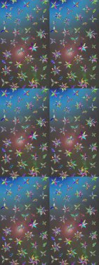 Nazik, narin çiçek arkaplanı. Gri ve mavi renkte çiçekler. Raster çiçek desenli ve çiçekli..