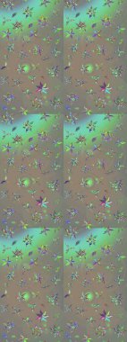 Süslü kumaş deseni. Düz Çiçek Elementleri Tasarımı. Renkli Bahar Teması eskiz kalıbı. Raster illüstrasyonunda çiçek deseni çizimi.