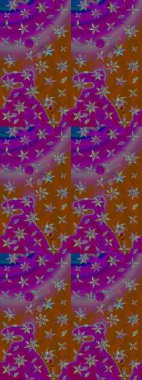 Yumuşak, bahar çiçekleri mor ve kahverengi renklerde. Raster illüstrasyonu. Yaprak ve çiçeklerin suluboya resmi, mor ve kahverengi renklerin çizim şekli.