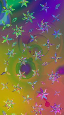 Çiçek yeşili ve kahverengi çizim deseni. Raster Yumuşak kumaş deseni. Raster çiçek izi. Klasik taslak çizimi.