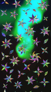 Gri ve yeşil renkli güzel çiçekli çizim deseni, suluboya çiçek deseni, duvar kağıdı, kart ya da kumaş için fayanslı. Raster..