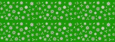 Retro tekstil tasarım koleksiyonu. El çizimi çiçek unsurları olan soyut çizim raster deseni. Yeşil ve nötr yeşil ve nötr. Çiçekli ipek eşarp. 1950 'ler-1960' lar motifleri.