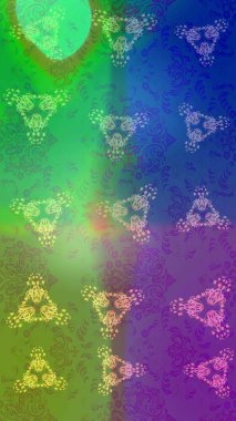 Raster illüstrasyonu. Renkli arka planda izole tatlı kar taneleri. Güzel kar tanesi. Yuvarlak raster kar tanesi. Soyut kış altın süsü.