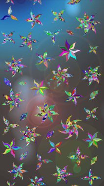 Sevimli çiçek raster deseni. Renkli Yaz Temalı eskiz kalıbı. Düz Çiçek Elementleri Tasarımı. Modaya uygun kumaş deseni.