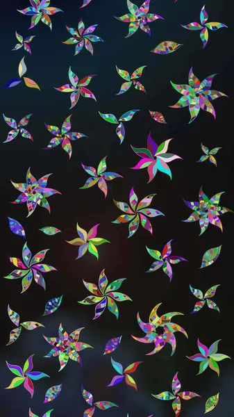 Gri ve mavi renkte çiçekler. Raster illüstrasyonunda çiçek deseni çizimi.