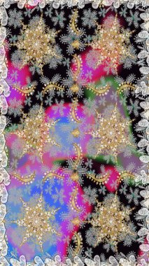 Kusursuz damaske klasik altın desen. Raster illüstrasyonu. Tekrarlayan elementlerle soyut arkaplan oluşturun. Gri renklerde altın desenli altın elementler.