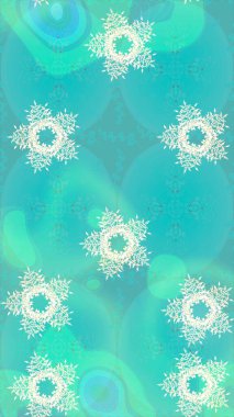 Tarafsız, yeşil ve mavi renkte çiçekler. Raster illüstrasyonunda kusursuz çiçek deseni.