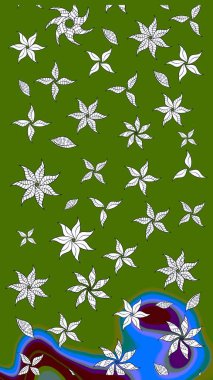 İşlemeli çiçekli, dikişsiz desen. Renkli grunge, soyut arkaplanı colokahverengi çiçeklerle süslüyor. İzler, kumaş, duvar kağıtları, tekstil için raster dokusu.