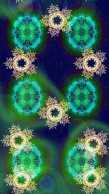 Kar taneleri tasarımı. Son moda kar taneleri ve elementler onun kartlarını gösteriyor. Retro tarzı, kış elementleri. Modern soyut tasarım posteri, kapak, yeşil, mavi ve gri renkli kart tasarımı.