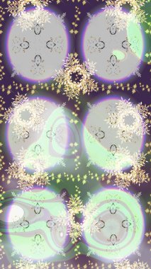 Raster illüstrasyonu. Noel ve yeni yıl moda baskıları için tatil tasarımı. Kar tanelerinin soyut arkaplanlı Noel şablonu. Tarafsız, gri ve yeşil renkler.