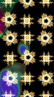 Kışın sembolü. Siyah, sarı ve kahverengi renklerde suluboya kar taneleri. Güzel dekorasyon. Raster çizimi kar taneleri.