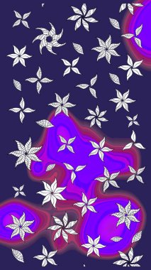 Raster illüstrasyonu. Küçük çaplı çiçeklerdeki basit şirin desenler. Tekstil veya kitap kapakları, imalat, duvar kağıtları, baskı, hediye paketi ve yapıştırma kitabı için çiçek eskiz geçmişi.