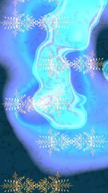 Kar taneli Noel arkaplanı. Raster illüstrasyonu. Raster Noel soyut renkli arka plan ve düşen kar tanesi. Kış soyut arkaplanı.