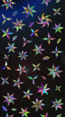 Raster illüstrasyonu. Tropik çiçek desenleri. Gri ve mavi renkte çiçekler.