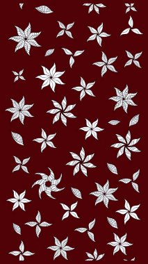 Raster illüstrasyonu. Robot resim tarzı kırmızı ve nötr renkler. Raster illüstrasyonu. El yapımı çiçek ve bitki koleksiyonu. Şirin karalamalı çiçek deseni çiz..