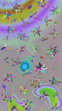 Çizgi çizimi kalıbı. Şirin çiçekler. Raster Moda kumaş deseni.