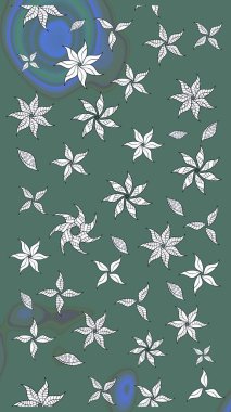 Raster illüstrasyonu. Çiçekler, dallar, bitkiler ve çiçekler. Güzel kumaş deseni. El çizimi.