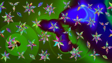 Güzel kumaş deseni. Raster illüstrasyonu. El çizimi. Çiçekler, dallar, otlar ve çiçekler.