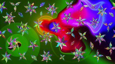 Parlak elementlerin. Çizim çiçek deseni duvar kağıdı, web sitesi arka planı, ambalaj kağıdı, davetiye, broşür, afiş veya web sitesi için kullanılabilir. El çizimi Raster illüstrasyonu.