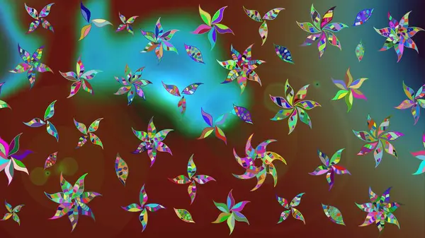 Kahverengi ve yeşil çiçekli eskiz deseni, suluboya çiçek deseni, sevimli çiçek, duvar kağıdı, kart veya kumaş için fayanslı. Raster - stok.