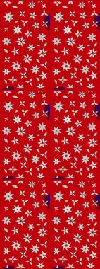 Kırmızı ve nötr arkaplanda. Çocuksu tasarım. Elle çizilmiş çiçek desenli Raster çizimi. Tekstil, kumaş, ambalaj, hatıra defteri için güzel çiçek arkaplanı..