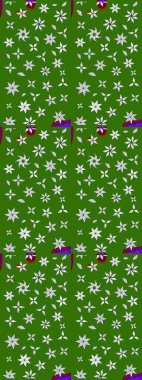 Raster illüstrasyonu. Yeşil ve nötr kıvırcık çiçekler yeşil ve nötr renklerde şekillenir. Klasik çiçek tasarım elementleri.