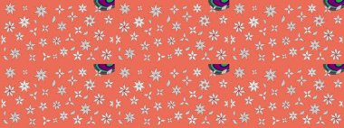 Halk tarzı. Moda baskıları için zarif bir şablon. Renkli çiçekler ve turuncu ve nötr renklerde yapraklarla muhteşem bir çiçek deseni. Modern çiçek arkaplanı.