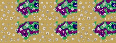 Poster ya da kapak için arka plan. Şirin, zarif çiçekler Raster illüstrasyonu. Yapraklı çizim şekli. Davetiye ve kartpostal tasarımı için dekoratif çiçek unsurları. Tekstil için figür.