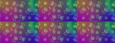 Düz Çiçek Elementleri Tasarımı. Mor ve mavi renkte çiçekler. Sevimli çiçek raster deseni. Renkli Yaz Teması çizim şablonu.