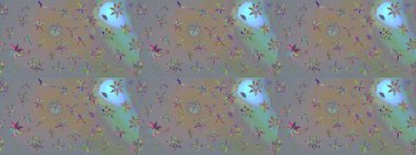 Gri ve bej renkli çiçekler. Raster düz çiçek çizim deseni. Tasarım hediye paketi, tebrik kartları, posterler ve afiş tasarımı.