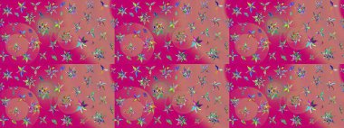 Eskiz arkaplan modeli. Suluboya, elle çizilmiş. Raster illüstrasyonu. Pembe ve morumsu yapraklı yabani çiçekler..