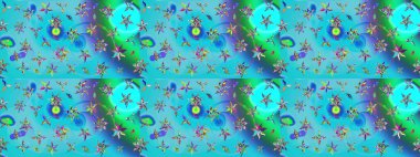 Taslak dekoratif arka plan, çiçek mandala. Çiçek. Mavi ve yeşil renklerde. Raster illüstrasyonu.