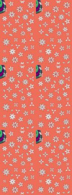 Birçok turuncu ve nötr soyut çiçekli tropikal eskiz deseni. Küçük çiçekteki sevimli çiçek deseni. Varicoloorange ve nötr raster çizimi.