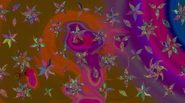 El çizimi. Çiçekler, dallar, bitkiler ve çiçekler. Raster illüstrasyonu. Güzel kumaş deseni.