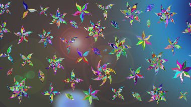 Parlak çiçekli kolaj çiçekleri mavi ve gri. Çiçek tasarımı için inanılmaz bir kolaj cenneti tarzı. Çiçekli zambaklar eskiz arka planı.